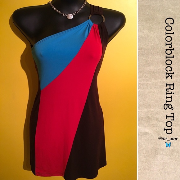 NWT Colorblock Ring Dress/Top❤️💙🤎 - Picture 1 of 3
